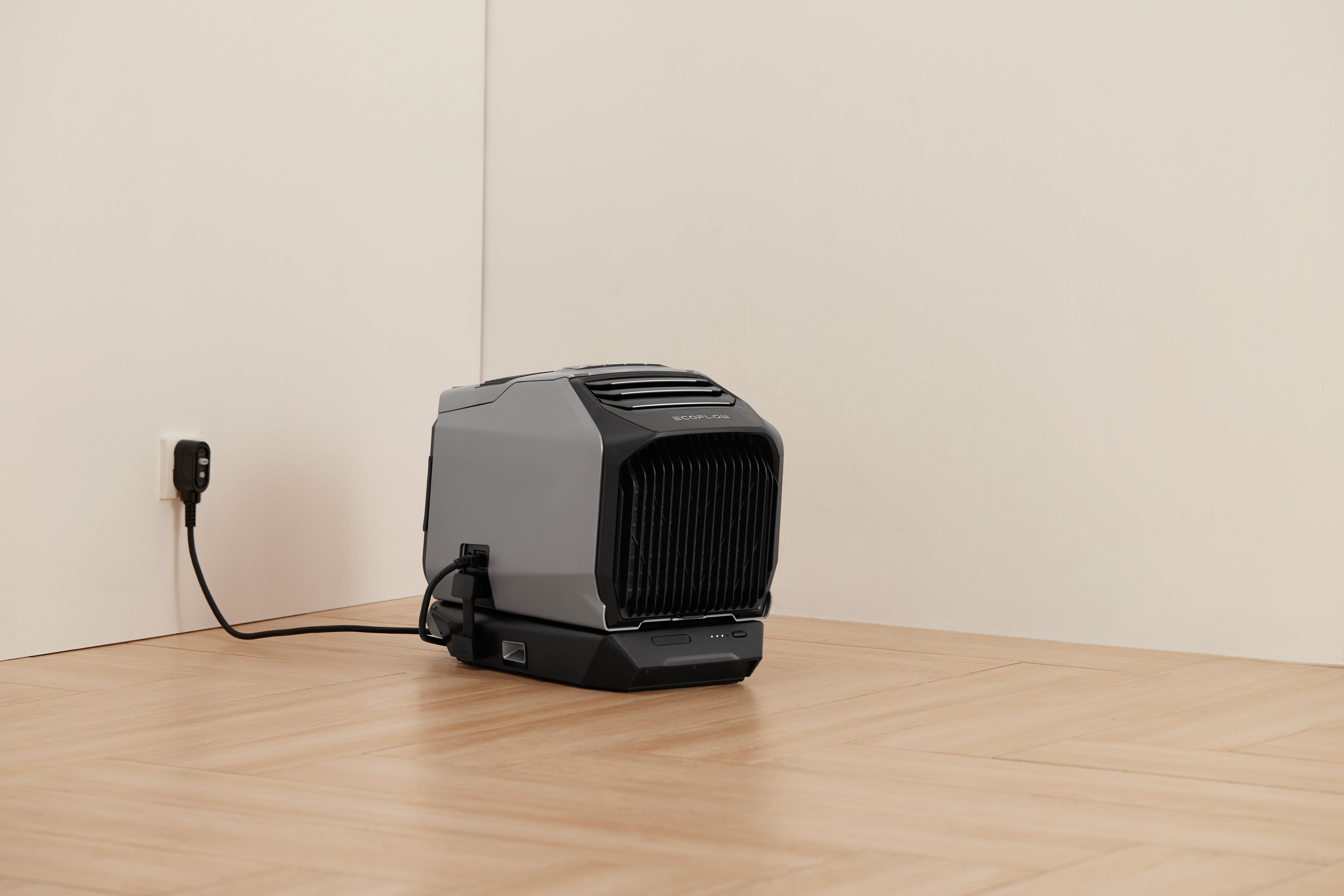 EcoFlow Wave 2 Portable Air Conditioner Plugged Into Wall