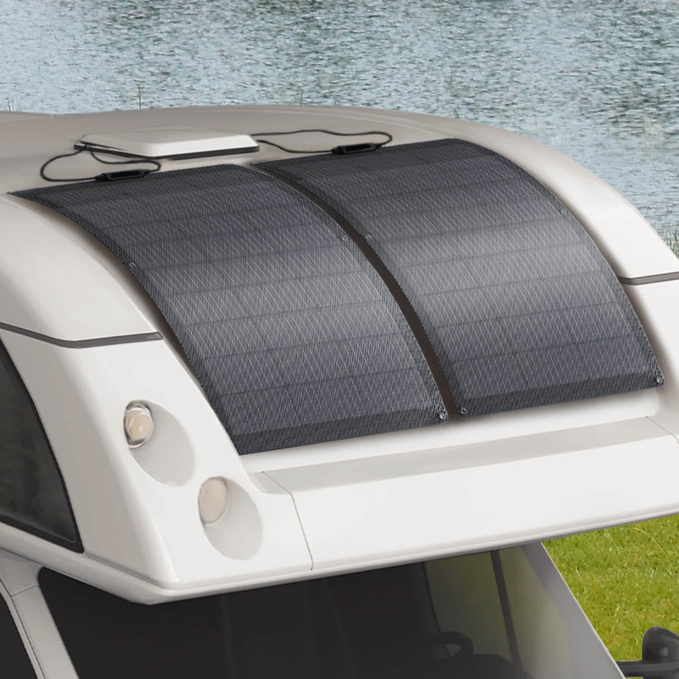 Two EcoFlow 100W Flexible Solar Panel Mounted On RV